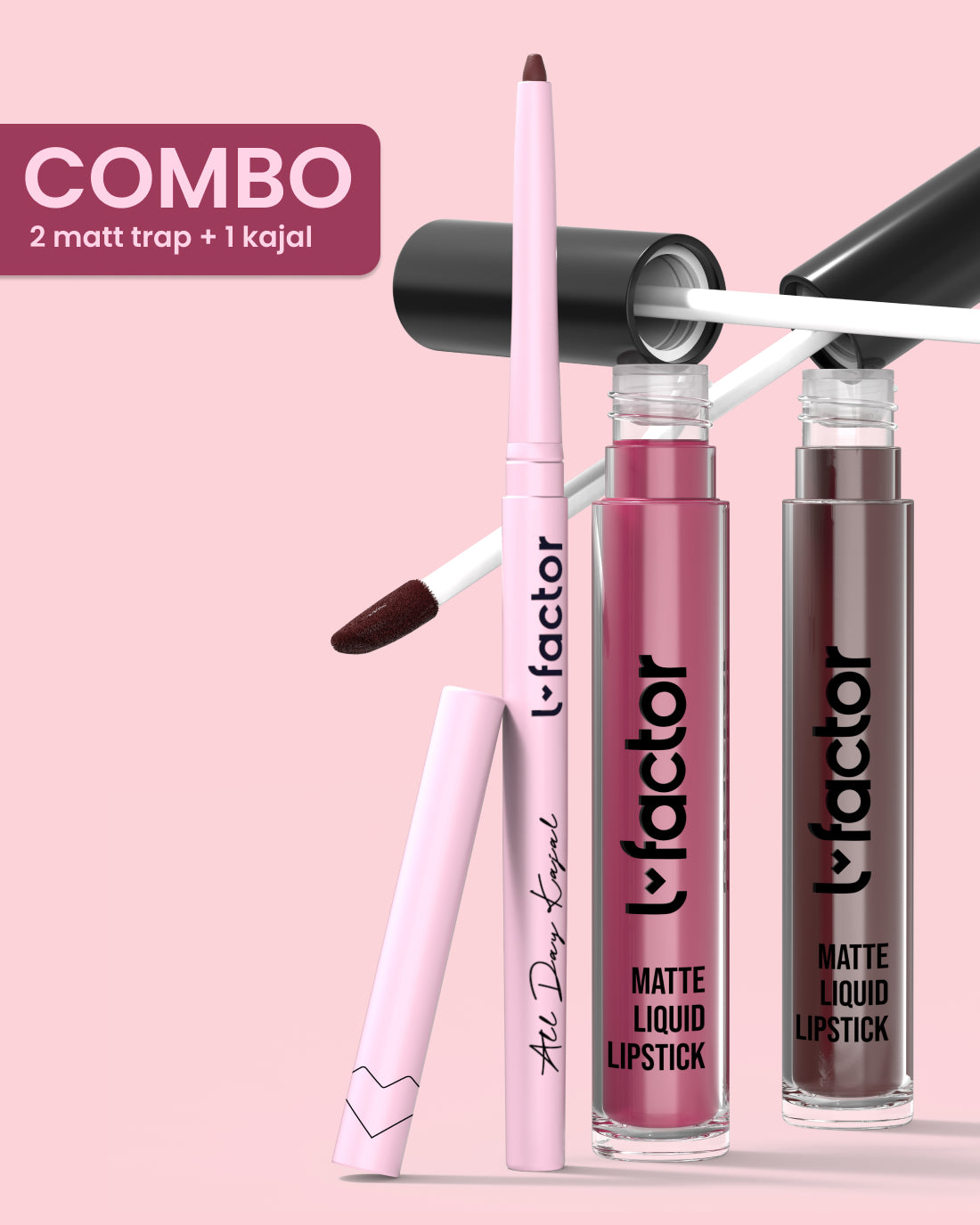 2 Velvet Liquid Lipstick + All Day Kajal | Long Lasting, Waterproof, Non-Drying with Vitamin E | Budge Proof, Intense Color, Waterproof (5ml +5ml + 0.28g)