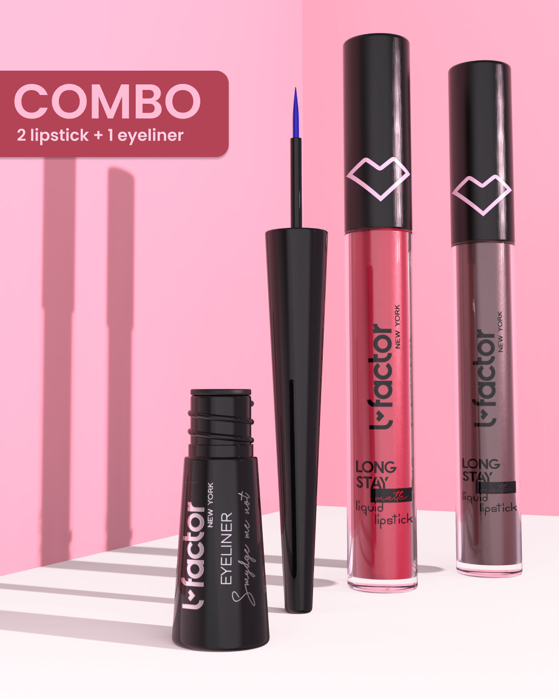2 Long Stay Liquid Lipsticks + Eyeliner (Black)| 12hr wear, Waterproof,Smudge Proof | Intense Black | Sweat Proof with Vitamin E, (5ml + 5ml + 4ml)